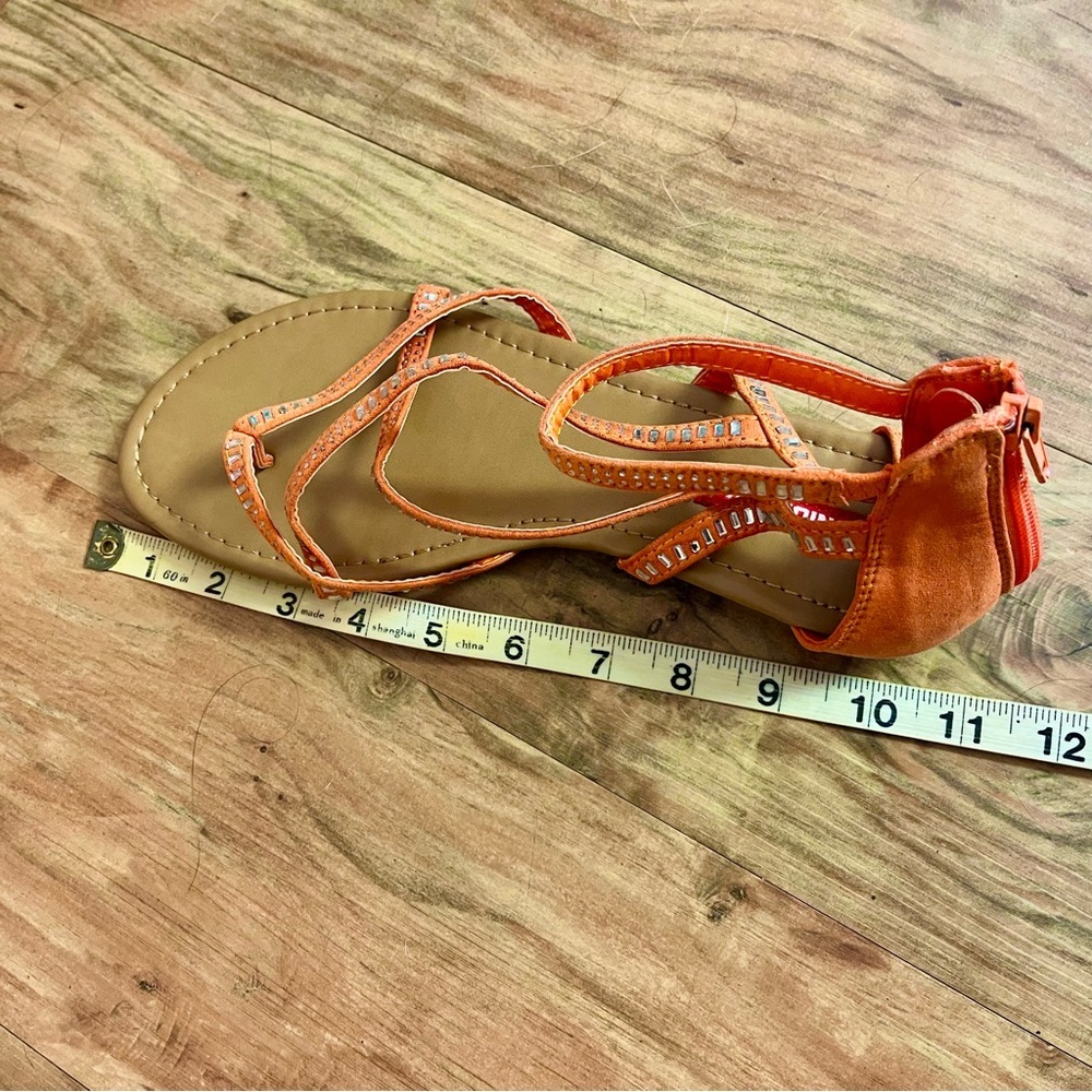 UNIONBAY Orange Coral Strappy Sandals Flip-Flop sparkle ankle strap 9.5 resort - Picture 6 of 8